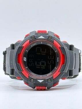 Skechers Men's Sr1038 Digital Display Black/Red Watch 53mm Case VelcroBand